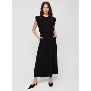 Wilfred Fleurette Ruffle Wide Leg Jumpsuit Black Japanese Crepe Size Small